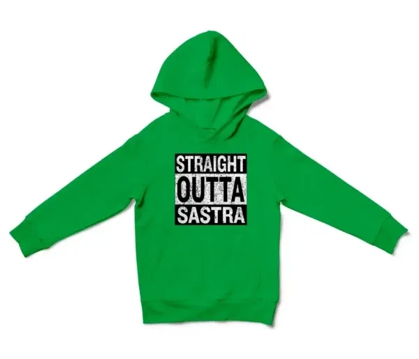 Straight Outta Sastra Unisex Youth Hoodie in Irish Green Color