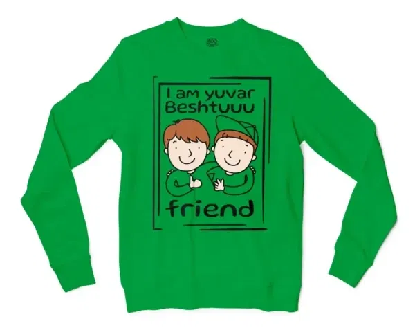 Iam Yuvar Best Friend Men/Unisex Long Sleeve T-Shirt in Irish Green Color