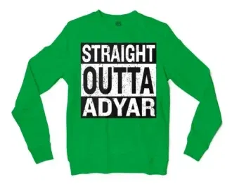 Straight Outta Adyar Men/Unisex Long Sleeve Sweatshirt in Irish Green Color