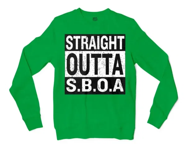 Straight Outta Sboa Men/Unisex Long Sleeve T-Shirt in Irish Green Color