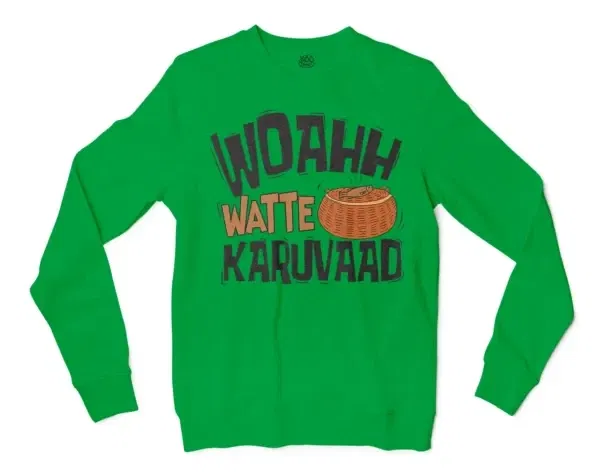 Woahh!! Watte Karuvaad Men/Unisex Long Sleeve T-Shirt in Irish Green Color