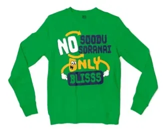 No Soodu No Soranai Only Blissssssss Men/Unisex Long Sleeve T-Shirt in Irish Green Color