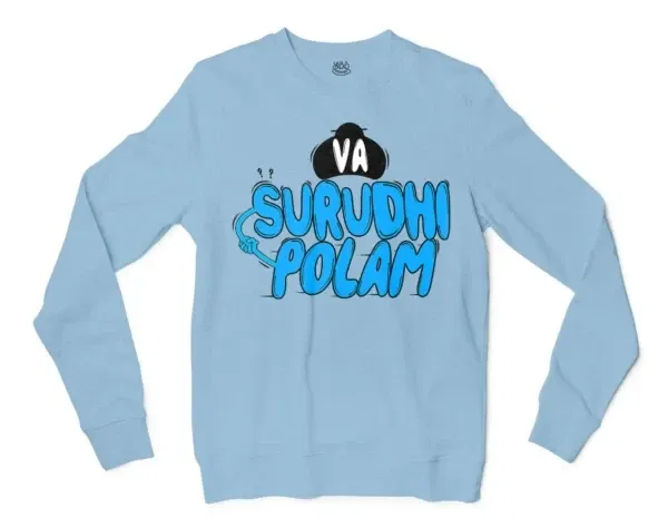 Va Surudhi Polam Men/Unisex Long Sleeve Sweatshirt in Light Blue Color