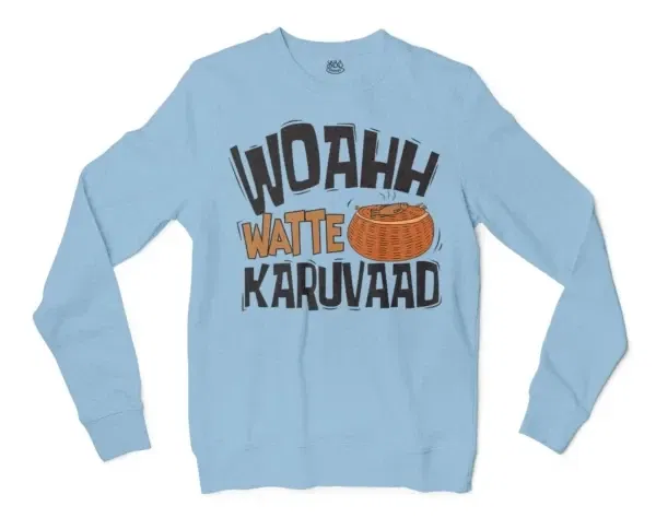 Woahh!! Watte Karuvaad Men/Unisex Long Sleeve T-Shirt in Light Blue Color