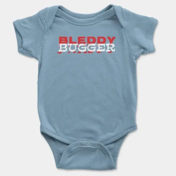 Bleddy Bugger Short Sleeve Baby Onesie in Light Blue Color