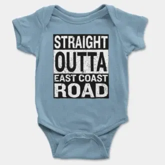 Straight Outta Ecr Short Sleeve Baby Onesie in Light Blue Color