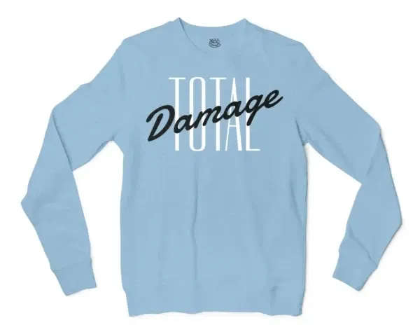 Total Damage Men/Unisex Long Sleeve Sweatshirt in Light Blue Color