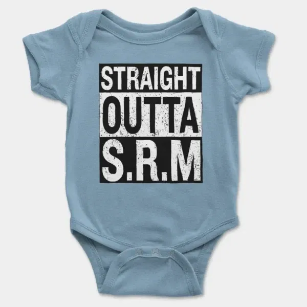 Straight Outta Srm University Short Sleeve Baby Onesie in Light Blue Color