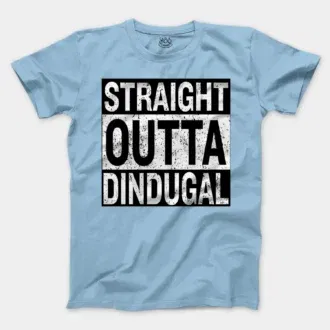 Straight Outta Dindugal Men/Unisex T-Shirt in Light Blue Color