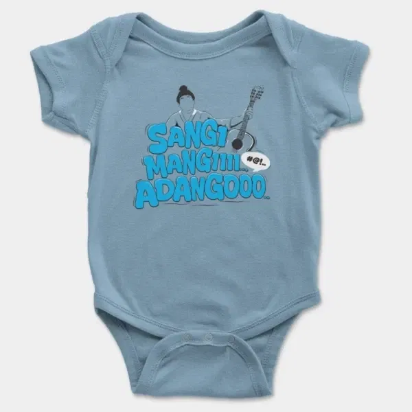 Sangi Mangiiiii….. Adangoooo Short Sleeve Baby Onesie in Light Blue Color