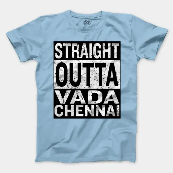 Straight Outta Vada Chennai Men/Unisex T-Shirt in Light Blue Color