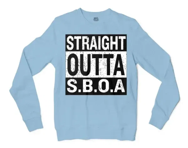 Straight Outta Sboa Men/Unisex Long Sleeve Sweatshirt in Light Blue Color