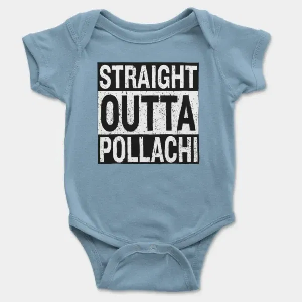 Straight Outta Pollachi Short Sleeve Baby Onesie in Light Blue Color