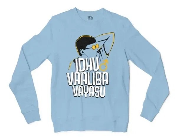 Idhu Vaaliba Vayasu Men/Unisex Long Sleeve T-Shirt in Light Blue Color