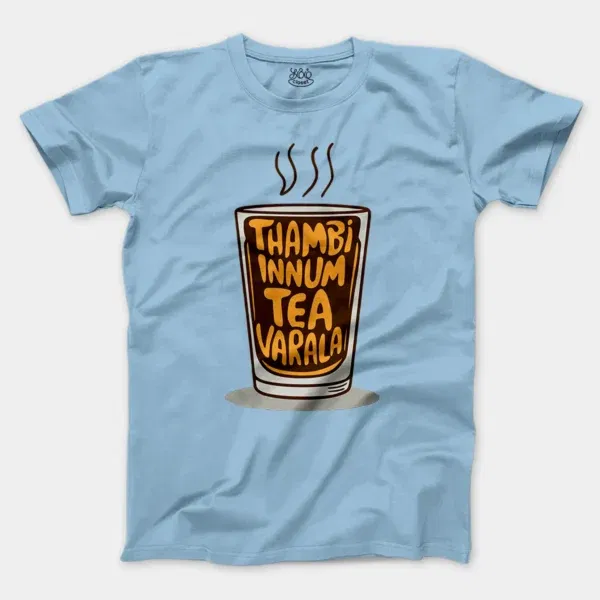 Thambi Innum Tea Varala Men/Unisex T-Shirt in Light Blue Color