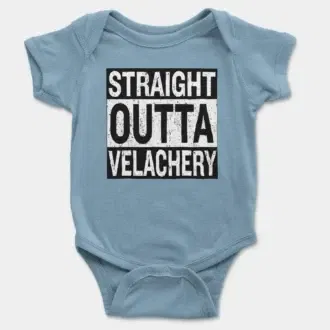 Straight Outta Velachery Short Sleeve Baby Onesie in Light Blue Color