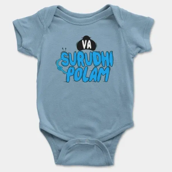 Va Surudhi Polam Short Sleeve Baby Onesie in Light Blue Color