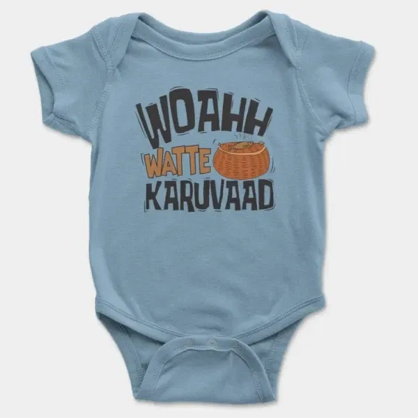 Woahh!! Watte Karuvaad Short Sleeve Baby Onesie in Light Blue Color