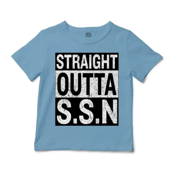 Straight Outta Ssn University Unisex Toddler T-Shirt in Light Blue Color