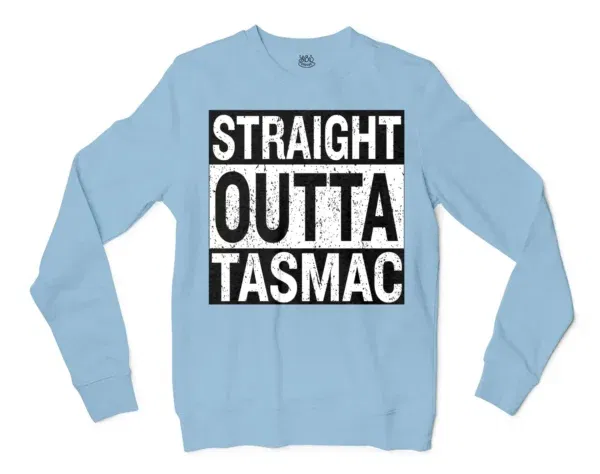 Straight Outta Tasmac Men/Unisex Long Sleeve T-Shirt in Light Blue Color