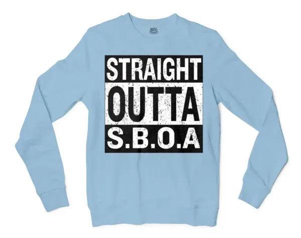 Straight Outta Sboa Men/Unisex Long Sleeve T-Shirt in Light Blue Color