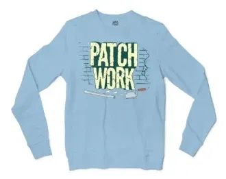 Patch Work Men/Unisex Long Sleeve Sweatshirt in Light Blue Color