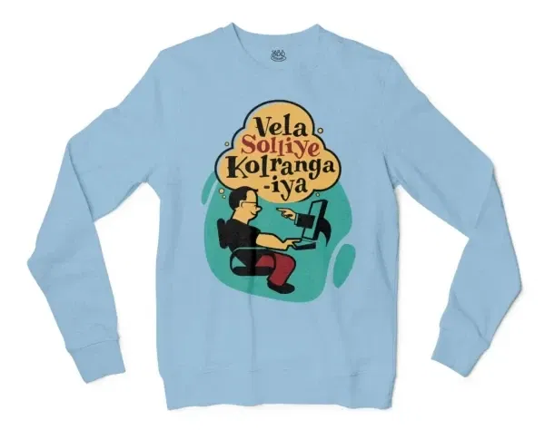 Vela Soliye Kolrangaiya Men/Unisex Long Sleeve T-Shirt in Light Blue Color