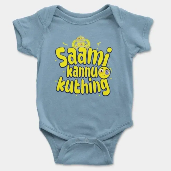 Saami Kannu Kuthing Short Sleeve Baby Onesie in Light Blue Color