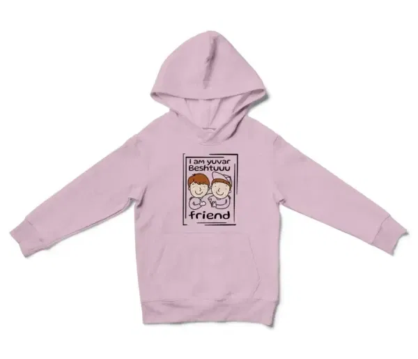 Iam Yuvar Best Friend Unisex Youth Hoodie in Light Pink Color