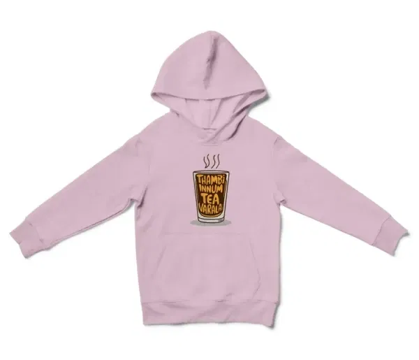 Thambi Innum Tea Varala Unisex Youth Hoodie in Light Pink Color