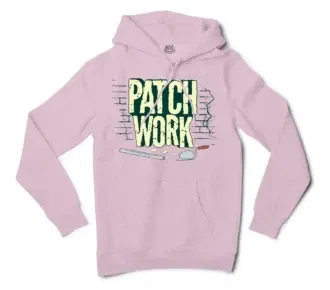 Patch Work Men/Unisex Hoodie in Light Pink Color