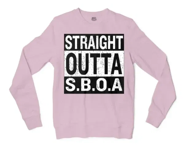 Straight Outta Sboa Men/Unisex Long Sleeve Sweatshirt in Light Pink Color