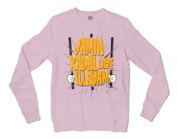 Jamin, Kadal Laye Illayam Men/Unisex Long Sleeve Sweatshirt in Light Pink Color