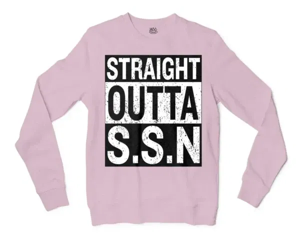 Straight Outta Ssn University Men/Unisex Long Sleeve Sweatshirt in Light Pink Color