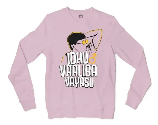 Idhu Vaaliba Vayasu Men/Unisex Long Sleeve T-Shirt in Light Pink Color