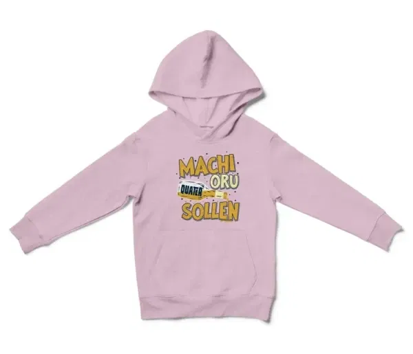 Machi Oru Quater Sollen Unisex Youth Hoodie in Light Pink Color