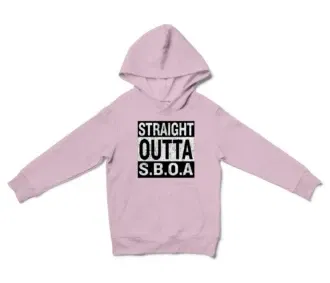 Straight Outta Sboa Unisex Youth Hoodie in Light Pink Color