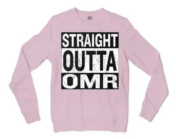 Straight Outta Omr Men/Unisex Long Sleeve T-Shirt in Light Pink Color