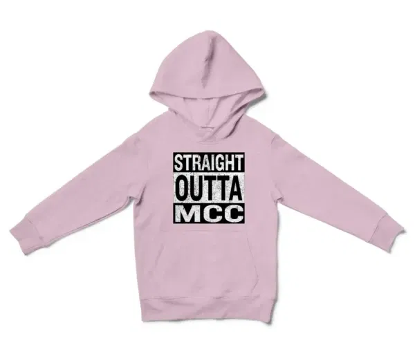 Straight Outta Mcc Unisex Youth Hoodie in Light Pink Color