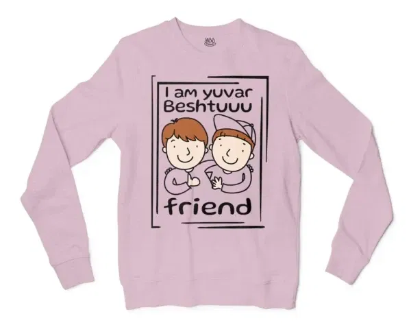 Iam Yuvar Best Friend Men/Unisex Long Sleeve T-Shirt in Light Pink Color