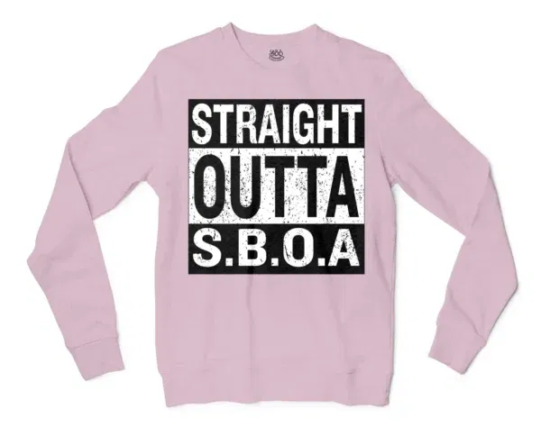 Straight Outta Sboa Men/Unisex Long Sleeve T-Shirt in Light Pink Color