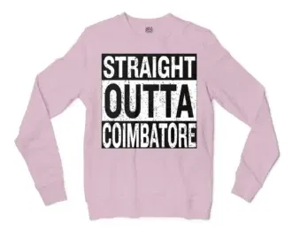 Straight Outta Coimbatore Men/Unisex Long Sleeve T-Shirt in Light Pink Color