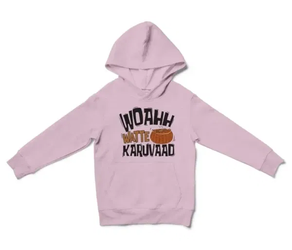 Woahh!! Watte Karuvaad Unisex Youth Hoodie in Light Pink Color