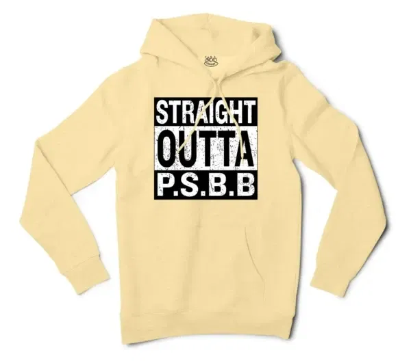 Straight Outta Psbb Men/Unisex Hoodie in Light Yellow Color