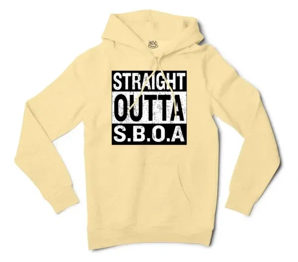 Straight Outta Sboa Men/Unisex Hoodie in Light Yellow Color