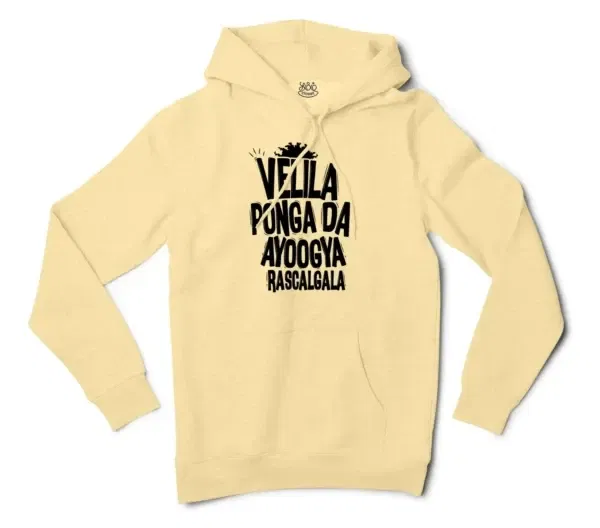 Velila Ponga Da Ayoogya Rascalgala Men/Unisex Hoodie in Light Yellow Color