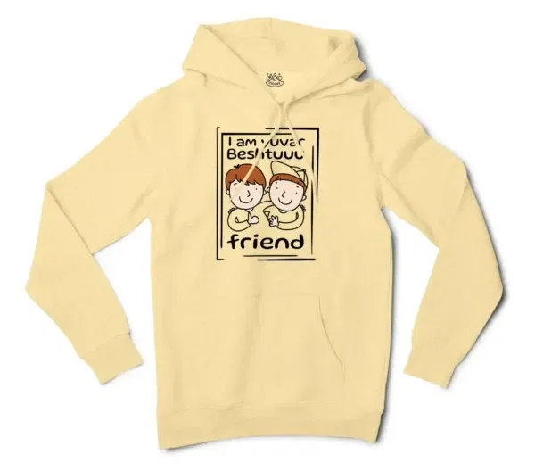 Iam Yuvar Best Friend Men/Unisex Hoodie in Light Yellow Color