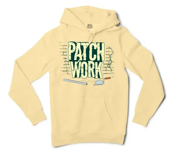 Patch Work Men/Unisex Hoodie in Light Yellow Color