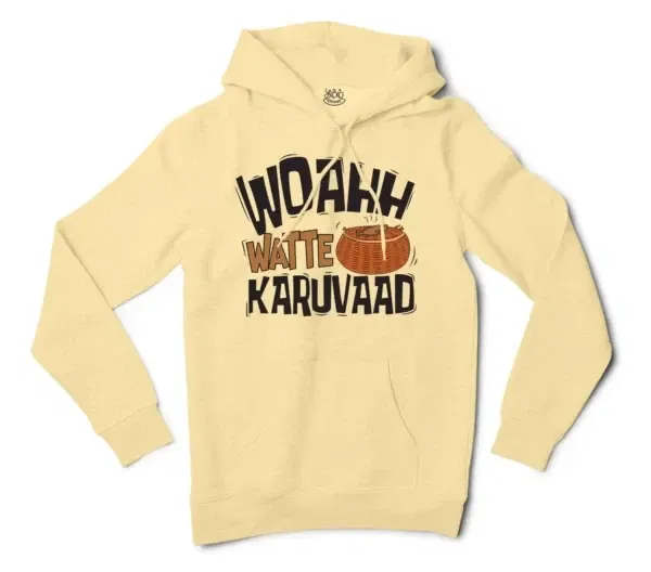 Woahh!! Watte Karuvaad Men/Unisex Hoodie in Light Yellow Color