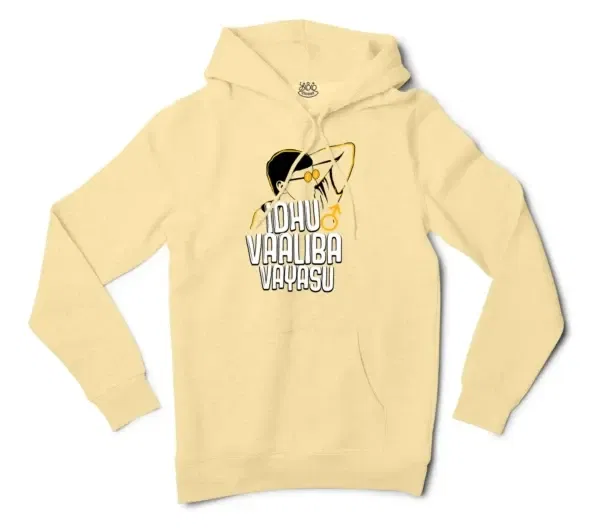 Idhu Vaaliba Vayasu Men/Unisex Hoodie in Light Yellow Color